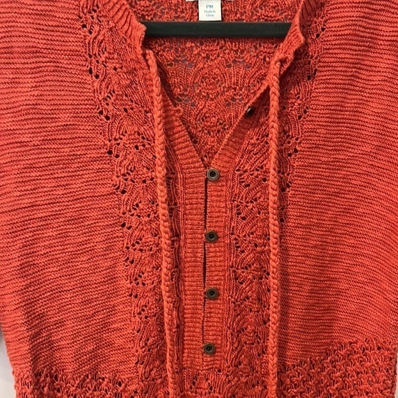 Sundance Pretty in Pointelle Paprika Rust Orange Knit Crochet Dress Boho Winter - Picture 5 of 7